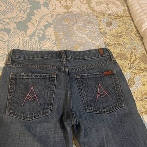 Womens Seven 7 for All Mankind Jeans A Pocket Boot Low Size 30X29 Pink Stitch